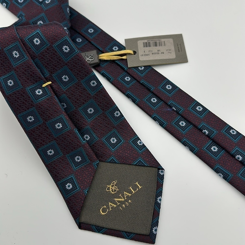 Canali Pattern Silk Tie 60” Long